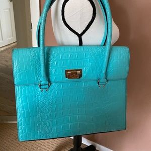 Kate Spade Croc Embossed Large Turquoise Bag